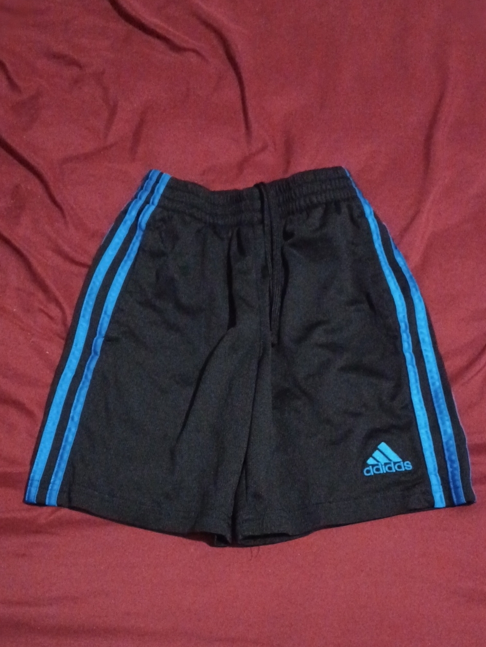 adidas Black Shorts with Blue Side Stripes Size 8